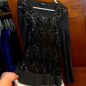Vera Wang Black Lace Layered Tunic Sweater